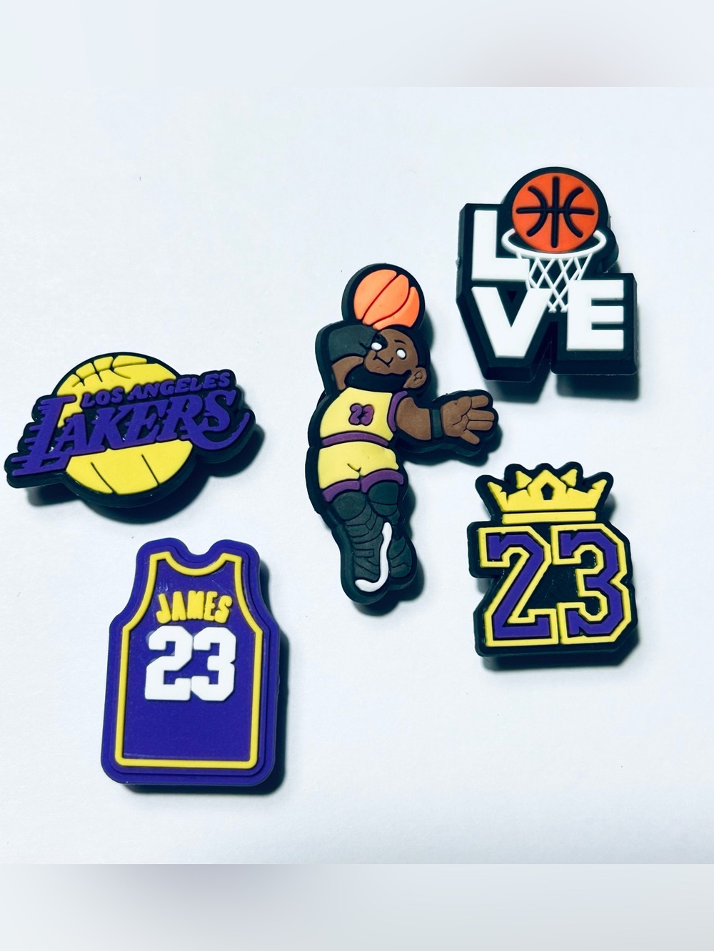 Los Angeles Lakers LeBron James “23” Shoe Charms Set, Basketball Jibbitz